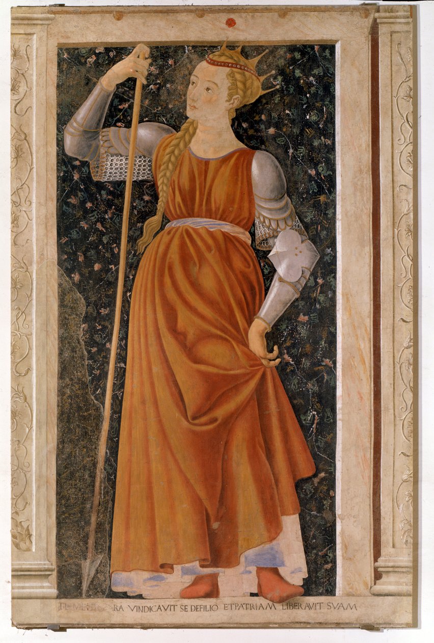 Tomyris drottningen som regerade över Massagetae (Fresco av Andrea del Castagno