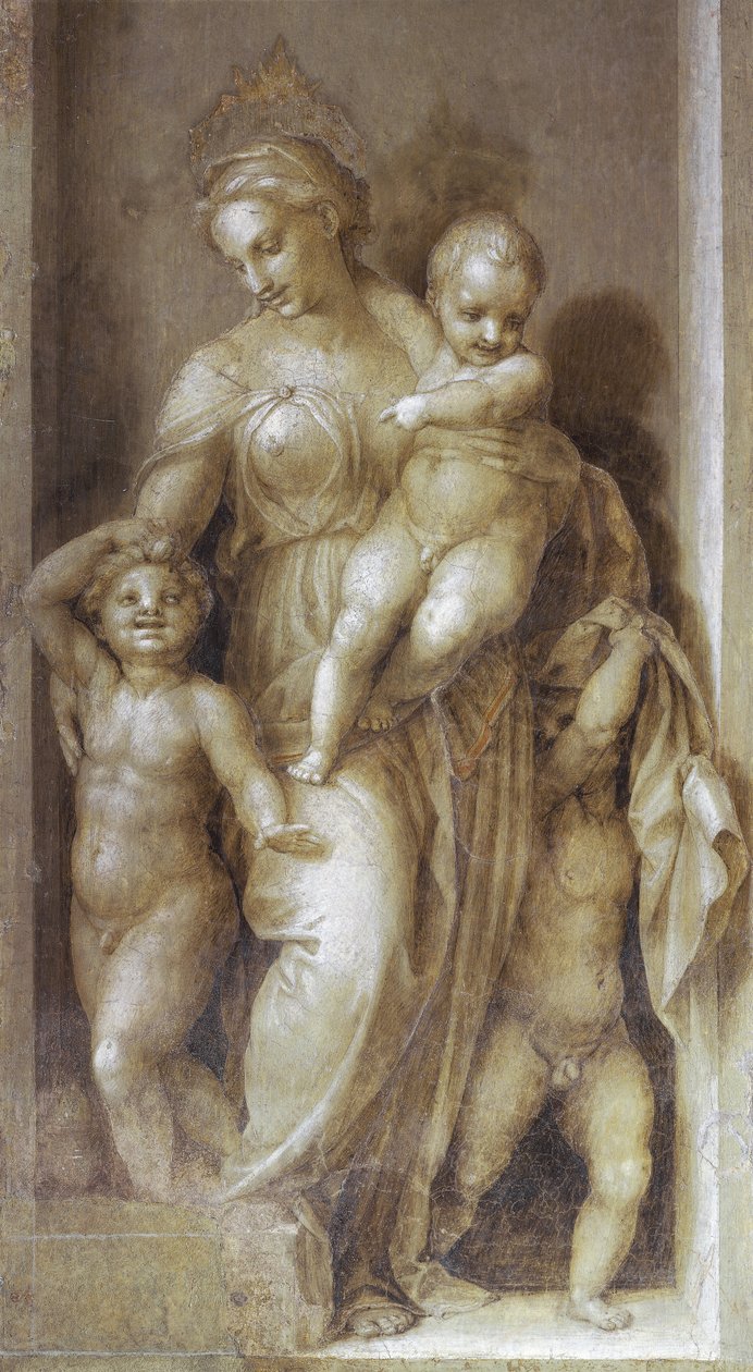 Välgörenhet - Fresco av Andrea del Sarto
