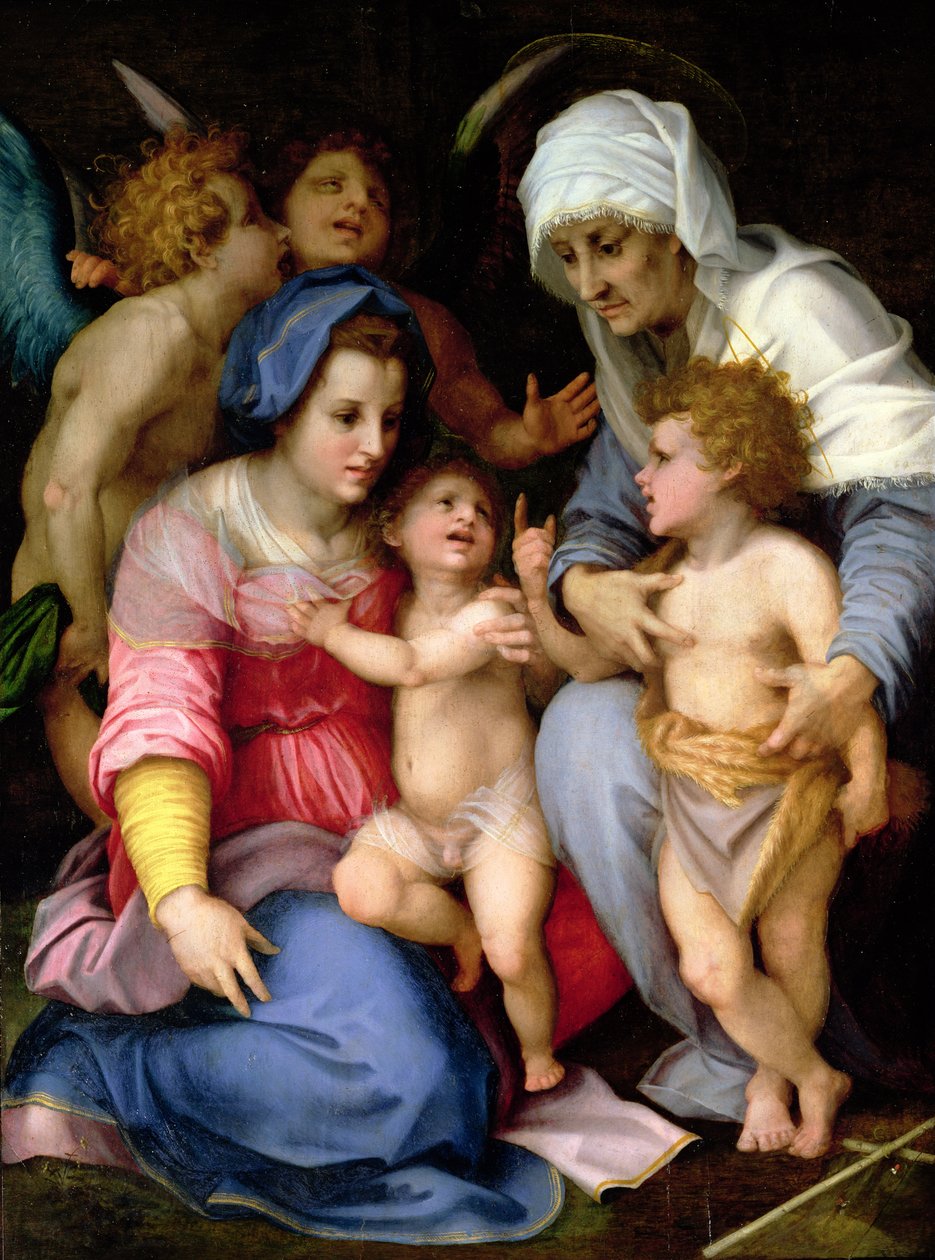 Den heliga familjen med änglar, ca 1515-16 av Andrea del Sarto