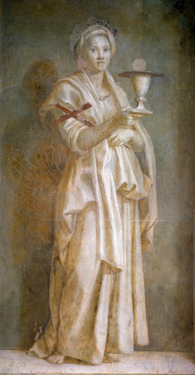 La Faith Fresco av Andrea del Sarto (1486-1531) 1522 Dim.194x110 cm Florens, Chiostro dello Scalzo av Andrea del Sarto