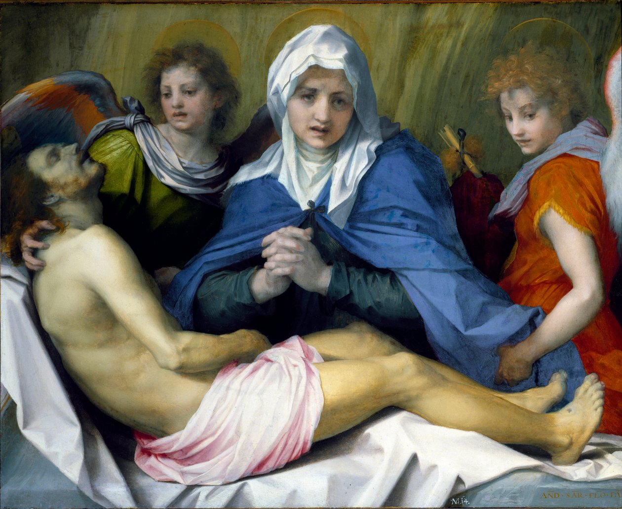 Lamentation on the Dead Christ Målning av Andrea d