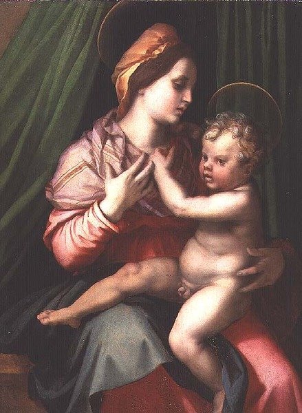 Madonna och barn (panel) av Andrea del Sarto
