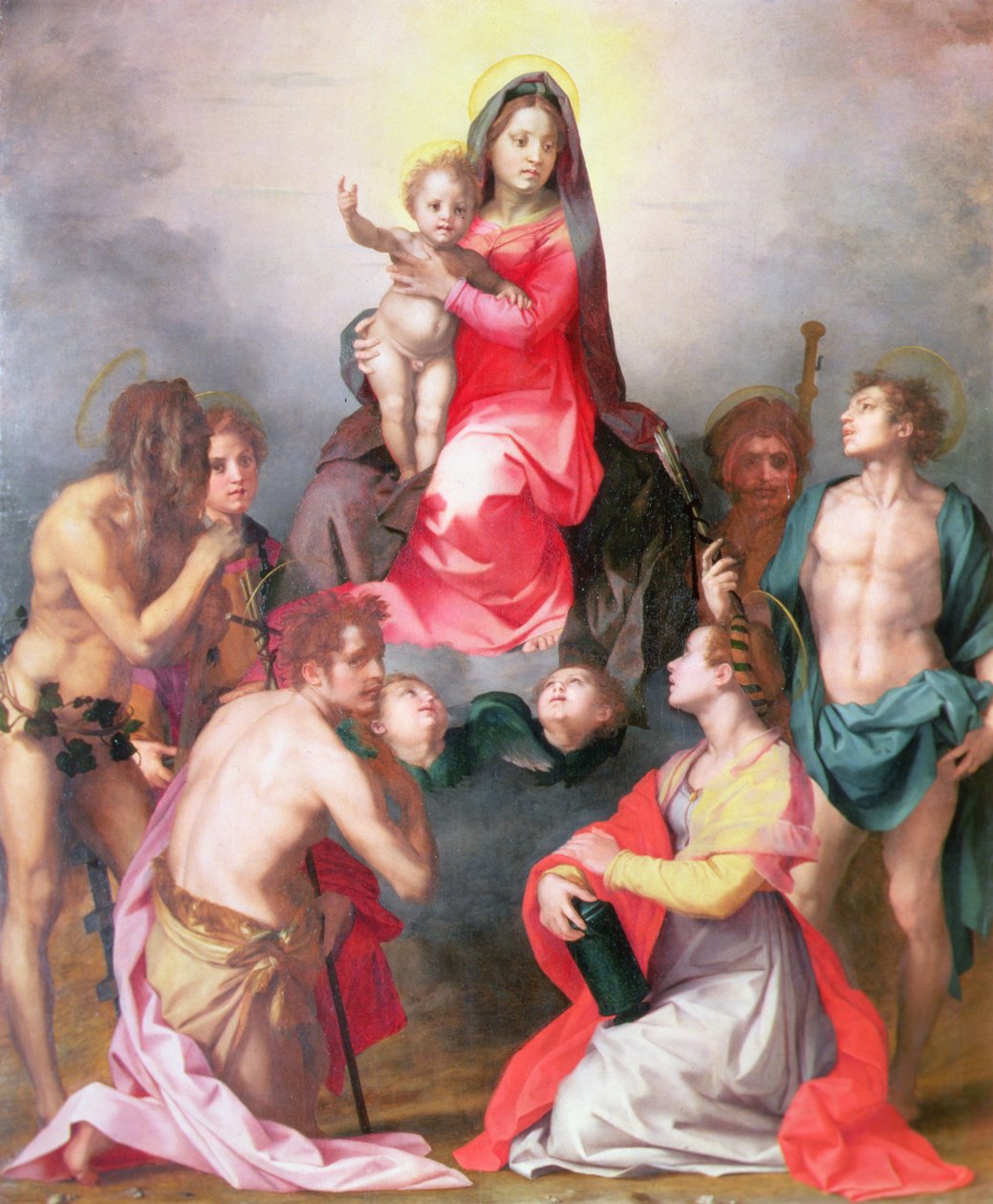 Madonna och barn med heliga av Andrea del Sarto