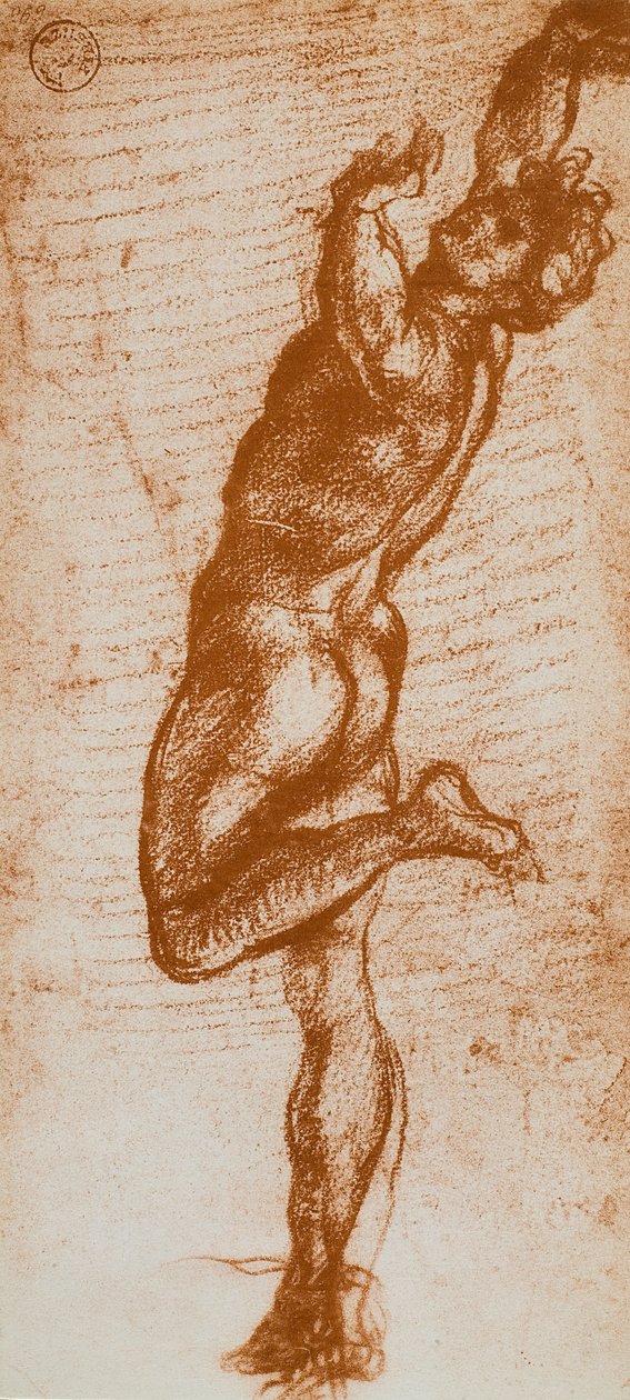 Mansfigur, teckning av Andrea del Sarto. Cabinet of Drawings and Prints, Uffizi Gallery, Florens av Andrea del Sarto