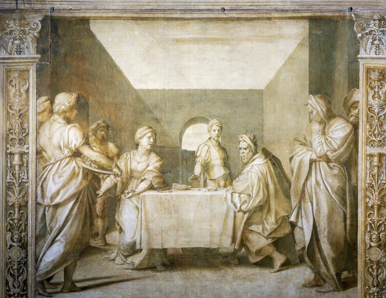 Presentation av Baptists huvud för Herodias av Salome av Andrea del Sarto