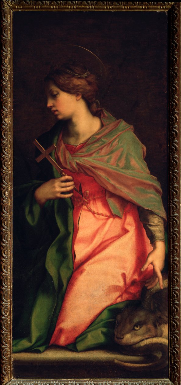 Saint Margarita av Antiochia, altartavla av St. Agnes (målning, 1525-1528) av Andrea del Sarto