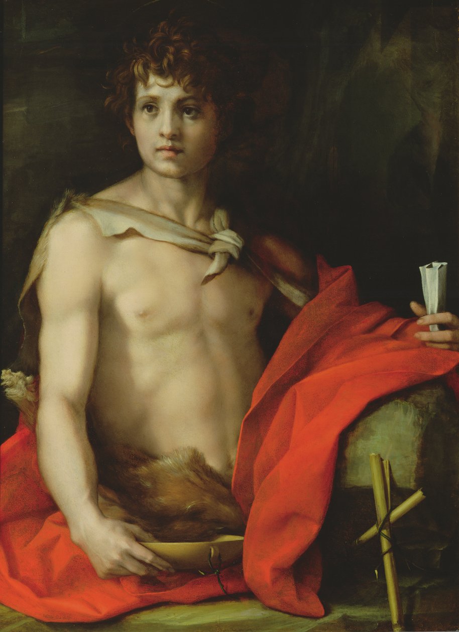 Johannes Döparen, 1522 (tempera ombord) av Andrea del Sarto