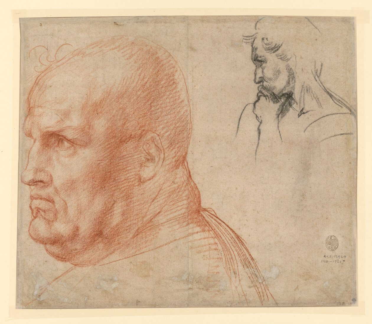 Studie över två huvuden av Andrea del Sarto