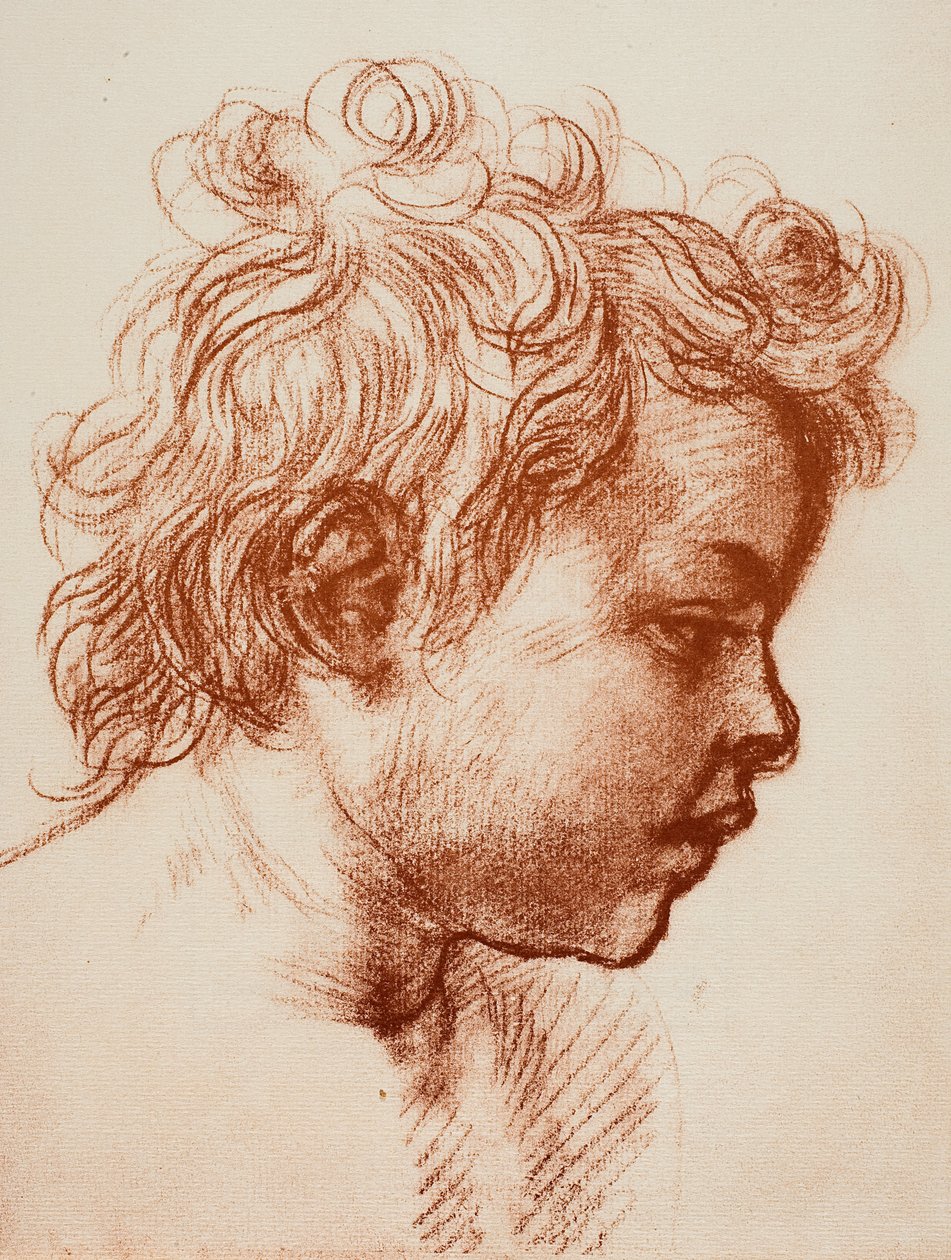 Studie för chefen för St. John (barn) av den heliga familjen, Palatina Gallery, Pitti; teckning av Andrea del Sarto, Institutionen för teckningar och tryck, Uffizierna, Florens av Andrea del Sarto