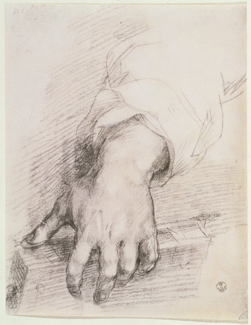 Studie av en hand för harpans madonna (krita på papper) av Andrea del Sarto