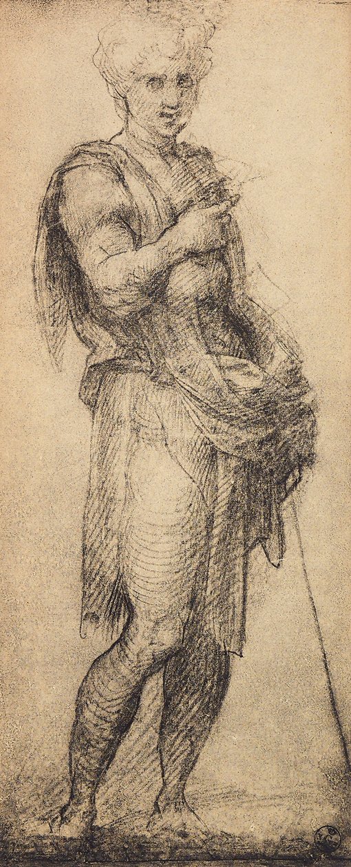 Studie av en mansfigur, teckning av Andrea del Sarto. Cabinet of Drawings and Prints, Uffizi Gallery, Florens av Andrea del Sarto