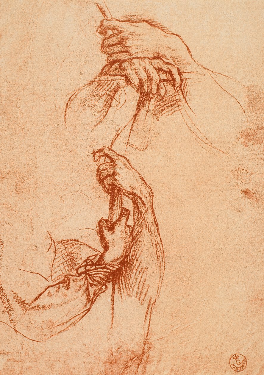Studie av händer av Andrea del Sarto
