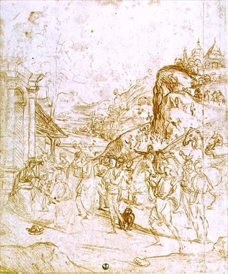 The Adoration of the Magi (krita på papper) av Andrea del Sarto