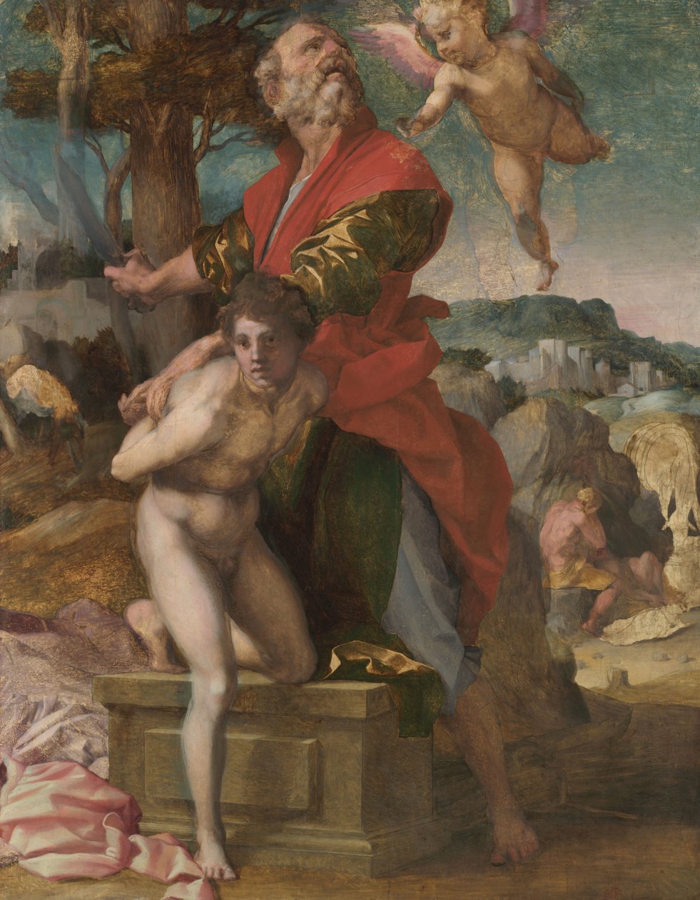 The Sacrifice of Isaac, c.1527 (olja på trä) av Andrea del Sarto