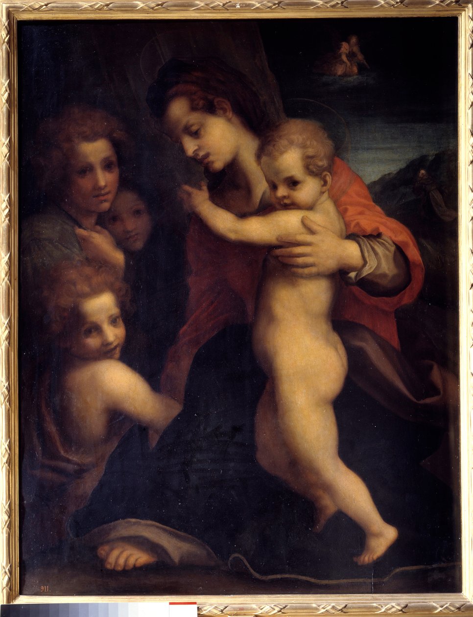 Jungfrun, Jesusbarnet, Sankt Johannes och två änglar Målning av Andrea del Sarto (1486-1531) 1500-talets sön. 1,06x0,79m Madrid, Pradomuseet av Andrea del Sarto