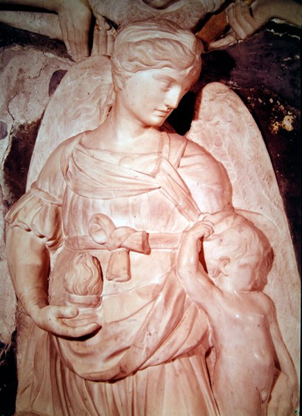 Välgörenhet, från kardinal Forteguerris begravningsmonument (marmor) (detalj 434103) av Andrea del Verrocchio