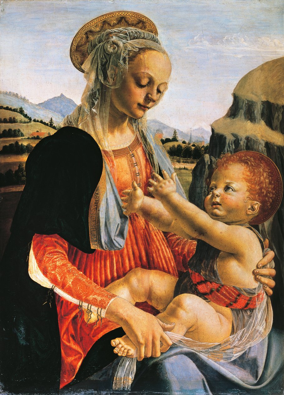 Madonna och barn, cirka 1470, av Andrea del Verrocchio (1437-1488), Olja på trä, 75,5x54,8 cm av Andrea del Verrocchio