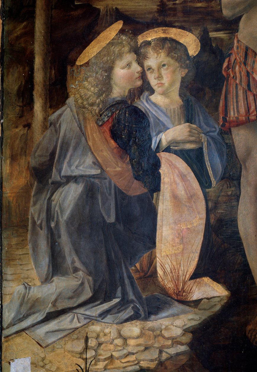 Kristi dop, detalj - olja och tempera på panel av Andrea del Verrocchio