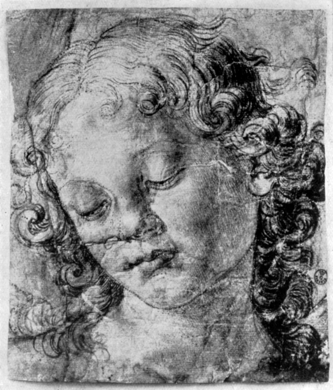En ängels huvud, 1400-talet 1930. av Andrea del Verrocchio