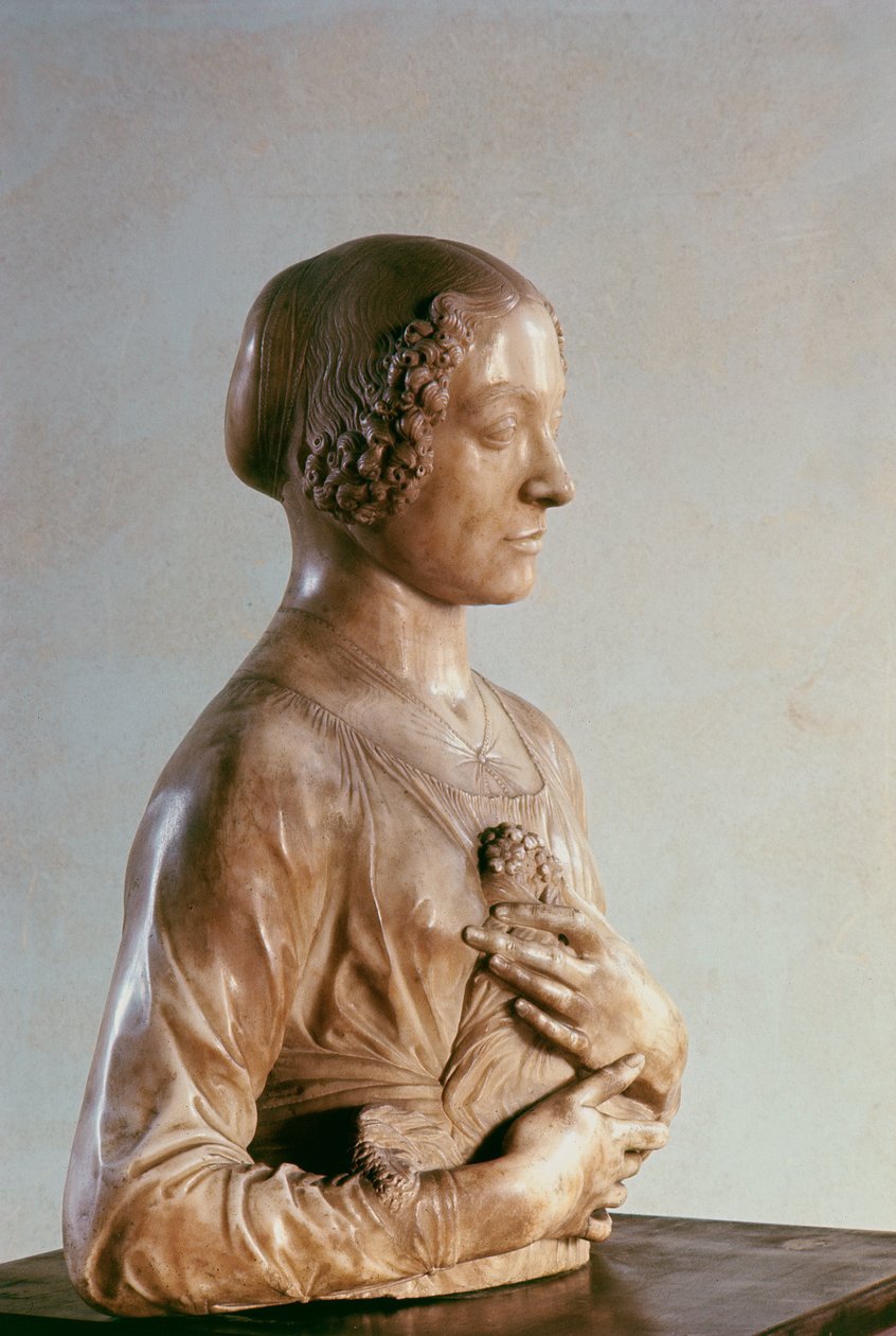 Kvinna med en bukett, ca 1475-80 (marmor) av Andrea del Verrocchio