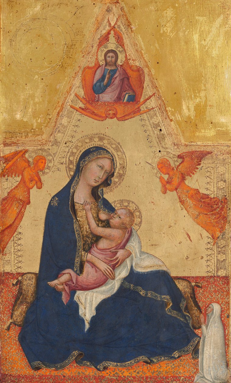 Ödmjukhetens Madonna, The Blessing Christ, Two Angels, and a Donor [framsidan] av Andrea di Bartolo