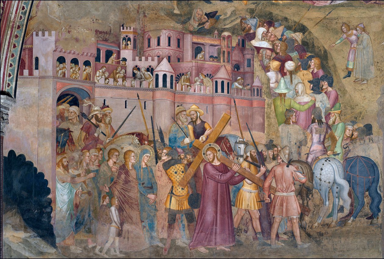 Kristus bär korset - Kristus bär korset - Fresk från det spanska kapellet av Andrea di Bonaiuto av Andrea di Bonaiuto (fl.1343 77)