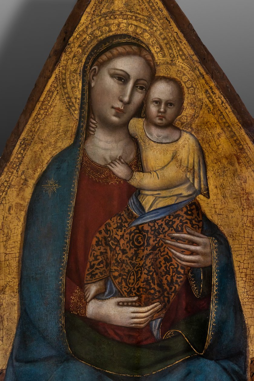 Madonna och Jesusbarnet på tronen av Andrea di Cione (attr.to) Orcagna