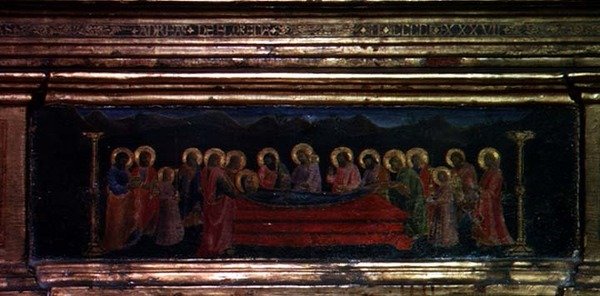Grimma Madonna, detalj av predella av Andrea di Giusto Manzini