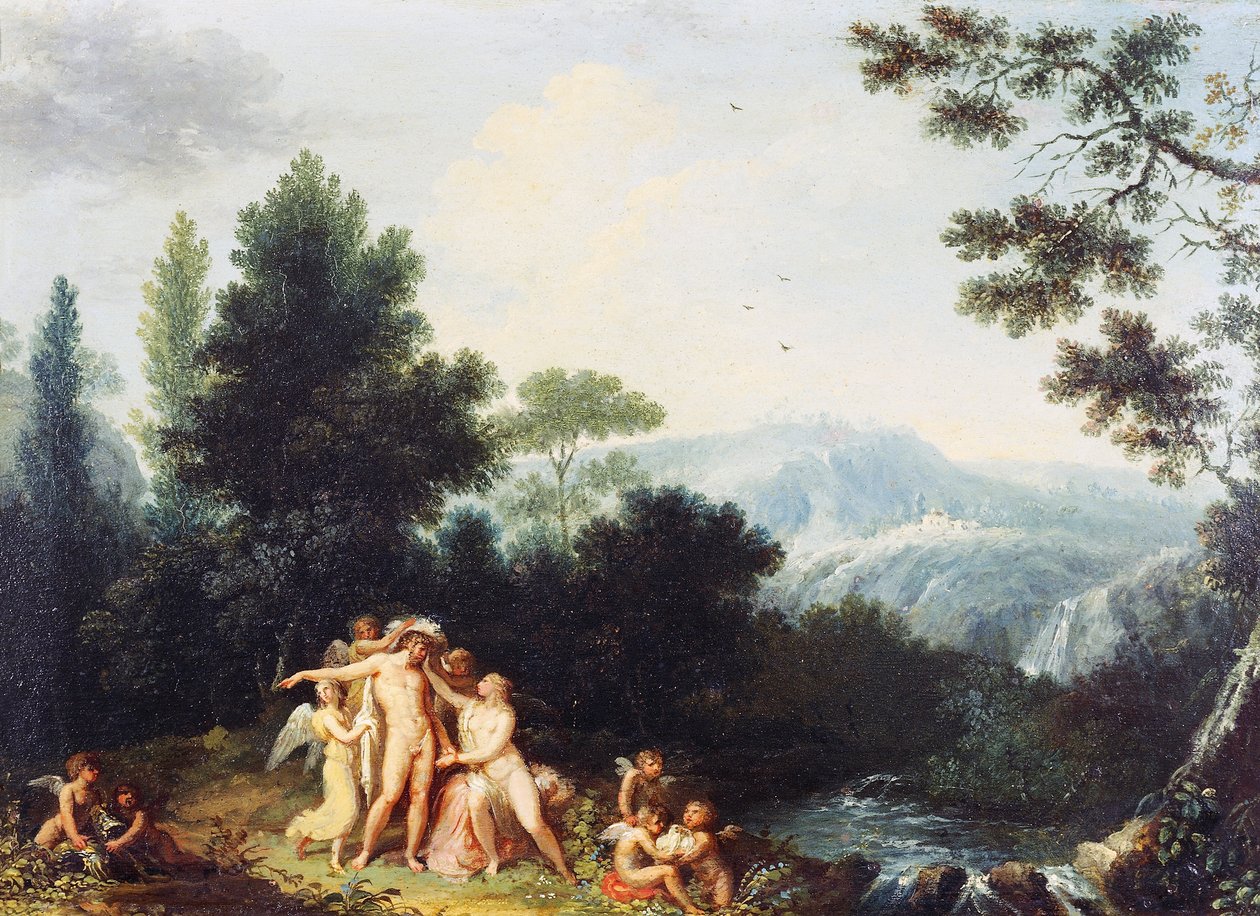 Mars och Venus, ca 1801, av Andrea Appiani (1754-1817), olja på trä, 24,5x34,5 cm av Andrea the Elder Appiani