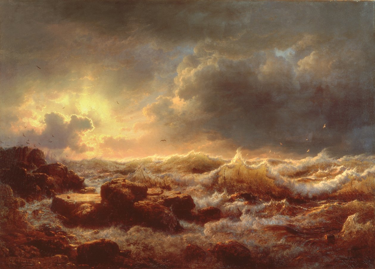 Rengöring - Siciliens kust, 1847 av Andreas Achenbach