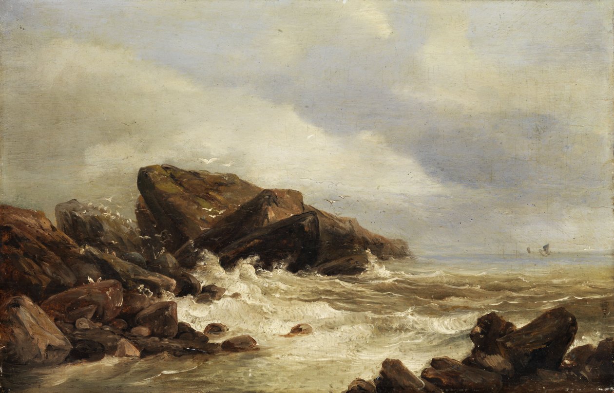 Felsenküste in der Brandung av Andreas Achenbach