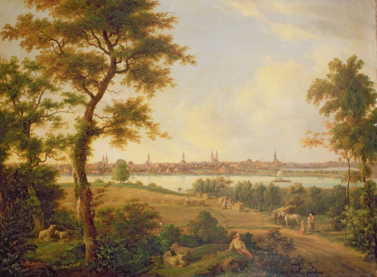 Utsikt över Lubeck, 1869 av Andreas Achenbach