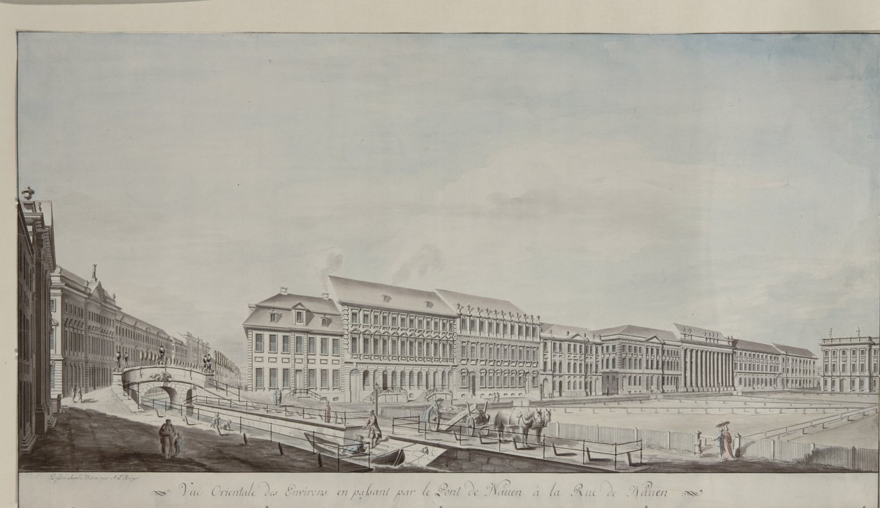 Västra sidan av Wilhelmsplatz, ca 1773 (penna och penna på papper) av Andreas Ludwig Kruger