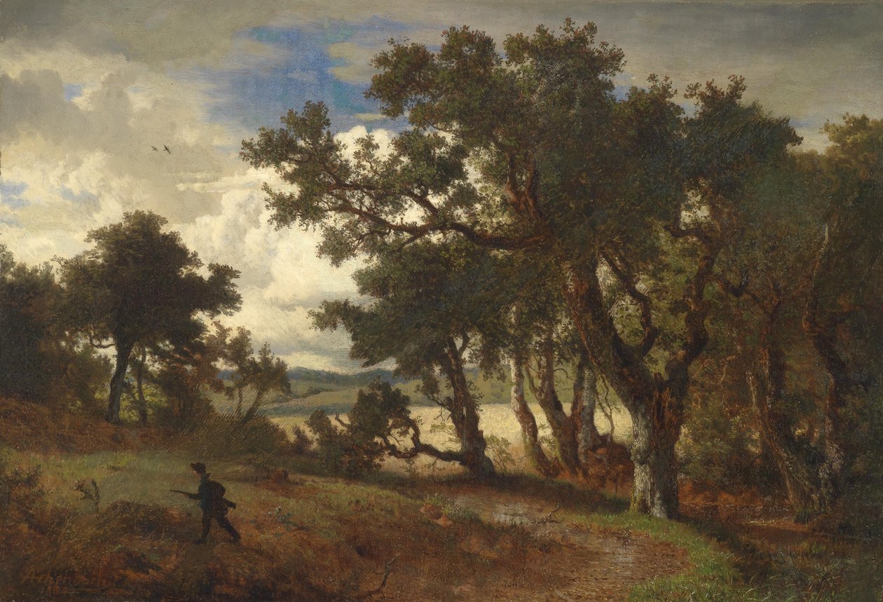 Jägare i landskap av Andreas Achenbach