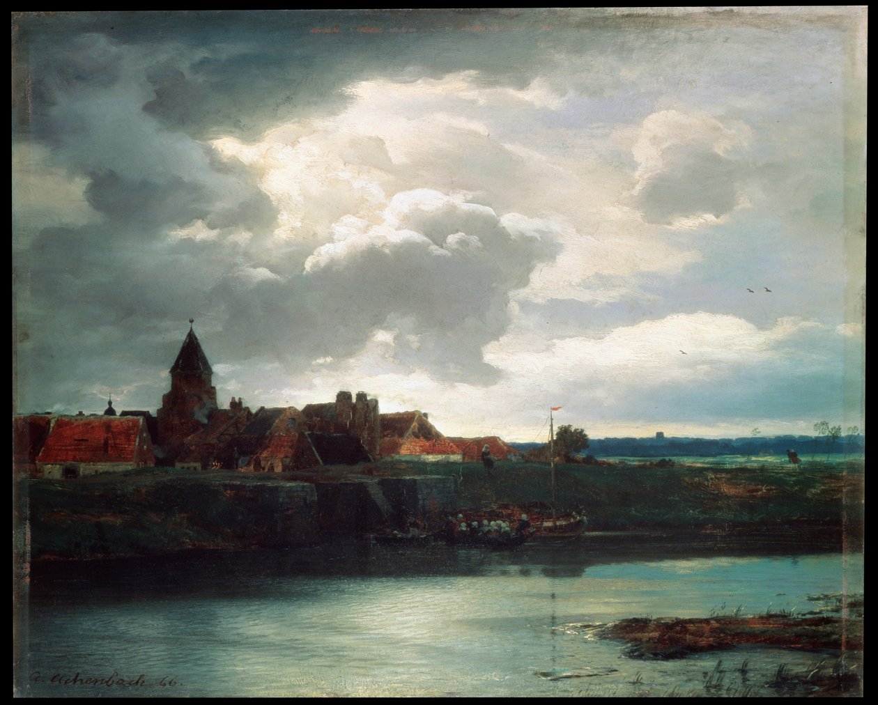 Landskap med en flod, 1866 av Andreas Achenbach