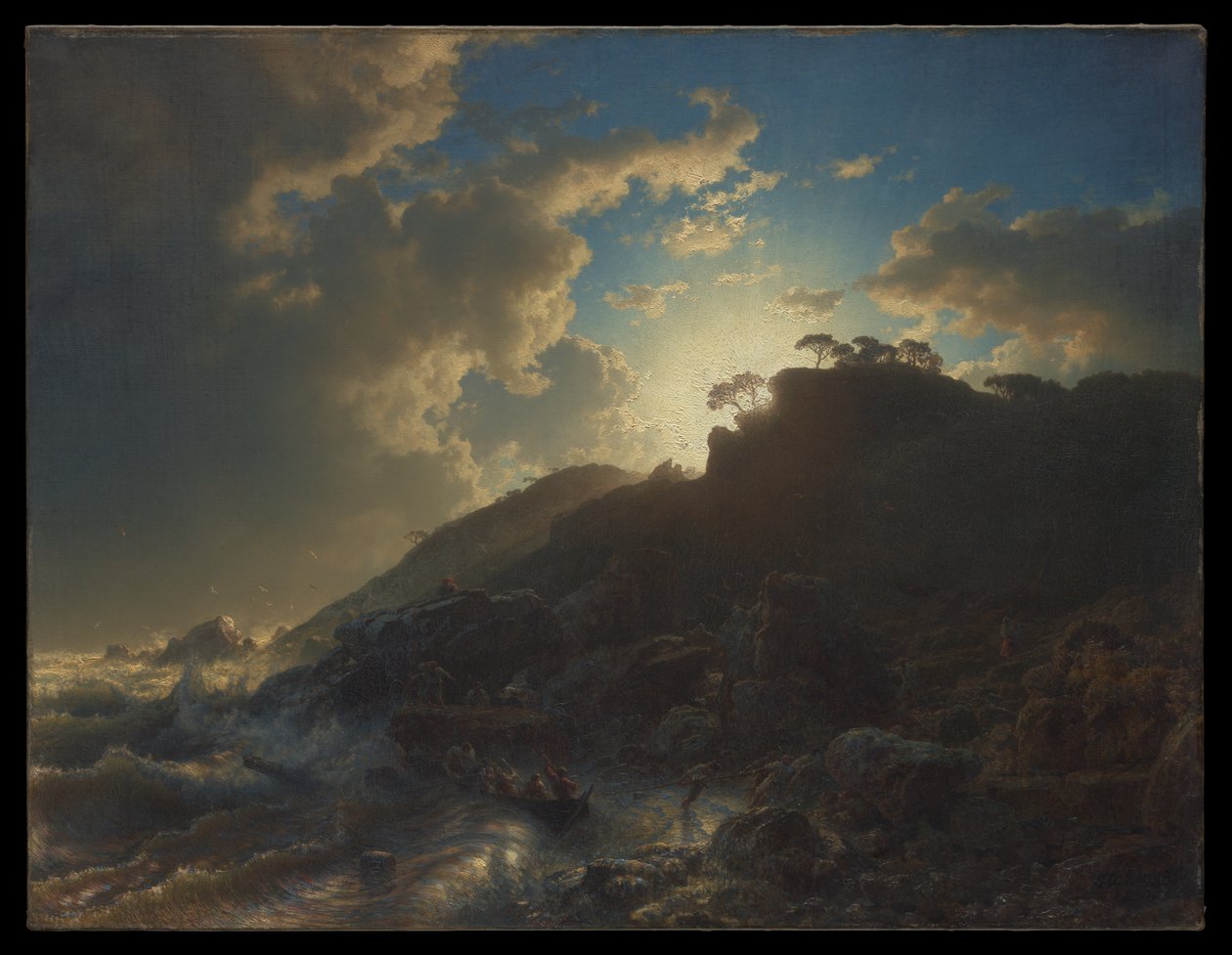 Solnedgång efter en storm vid Siciliens kust av Andreas Achenbach