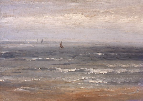 Nordsjön (olja på duk på kort) av Andreas Achenbach