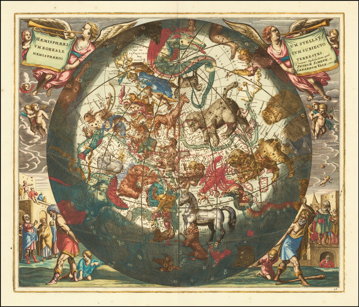 1660 års karta över norra stjärnhimlen av Andreas Cellarius