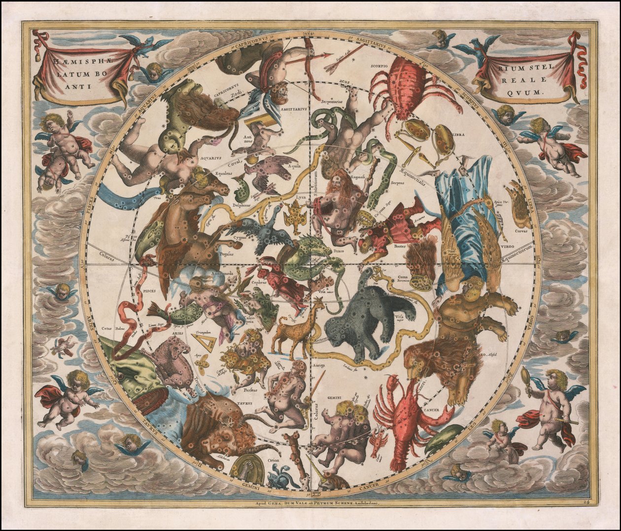 1660 års himmelskarta - Haemisphaerium Stellatum Boreale Antiquum av Andreas Cellarius