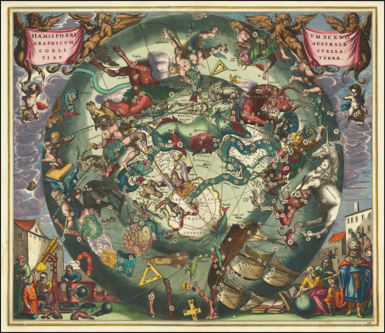 1660 års himmelskarta över södra stjärnhimlen av Andreas Cellarius av Andreas Cellarius