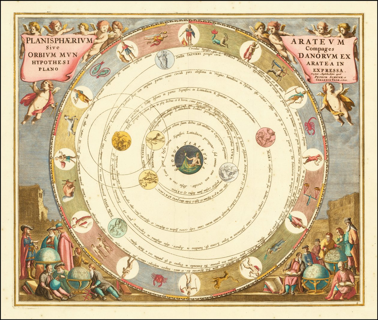 1660 års diagram som illustrerar den grekiske astronomen Aratus modell av universum av Andreas Cellarius av Andreas Cellarius