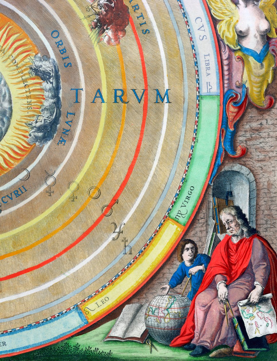 En astronom, detalj från en karta över planeterna, 1660-1661 av Andreas Cellarius