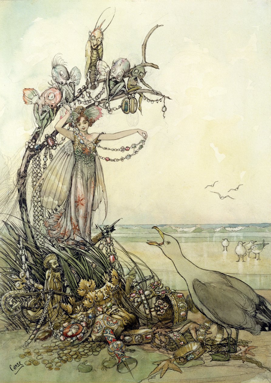 Juveler i tvätten (penna & bläck, wc, gouache på papper) av Andreas Duncan Carse