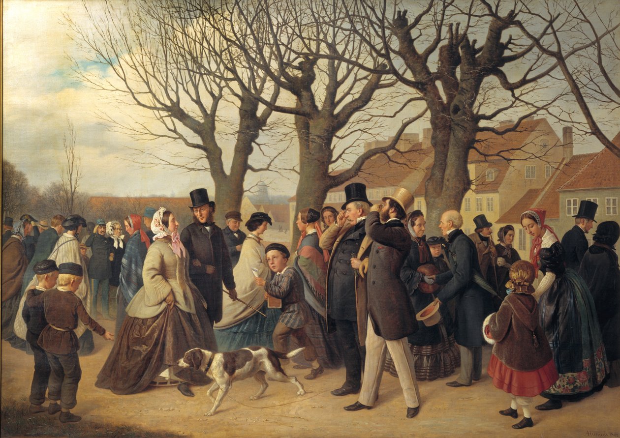 Promenad på Köpenhamns vallar på kvällen på en allmän helgdag på våren av Andreas Herman Hunæus