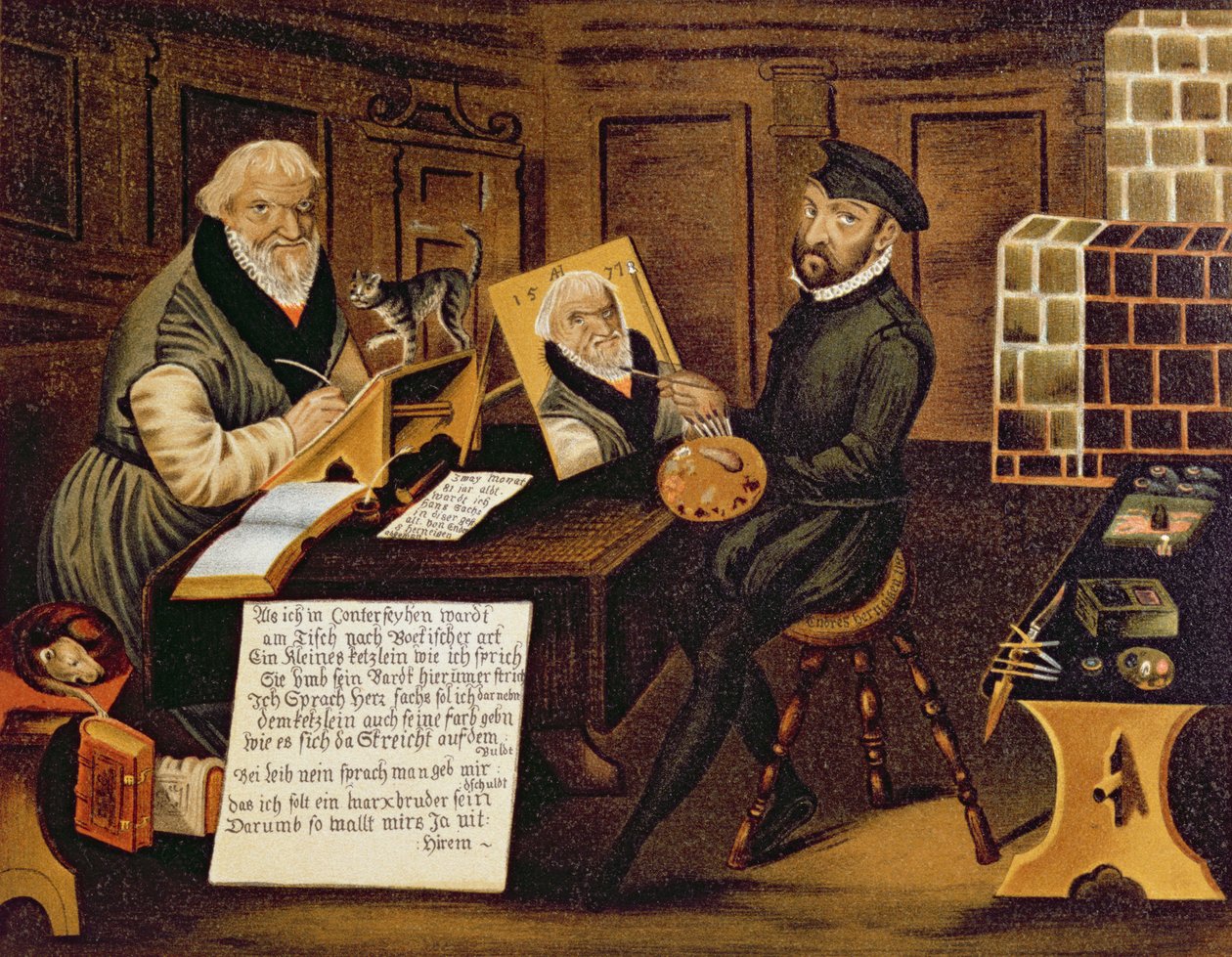 Konstnären i arbete med att måla Hans Sachs (1494-1576) av Andreas Herneyssen