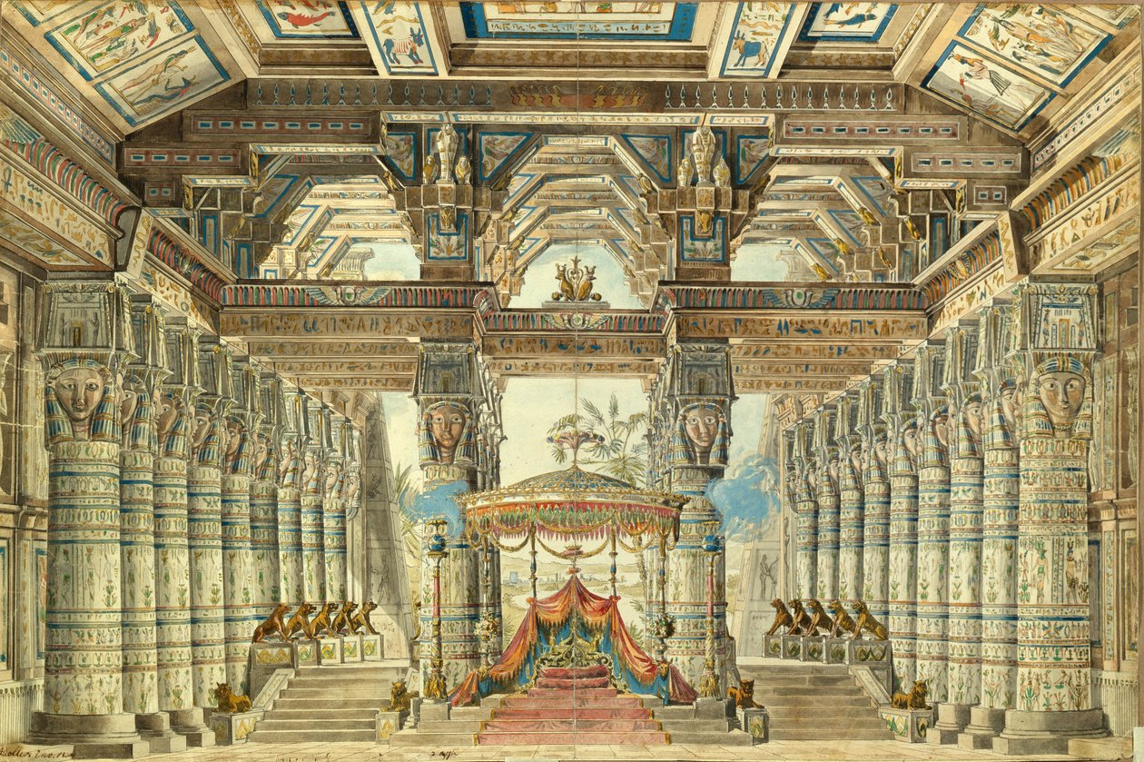 Scenografi för baletten Caesar in Egypt av G. Haendel, 1834 av Andreas Leonhard Roller