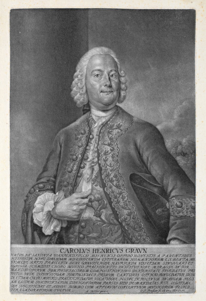 Carl Heinrich Graun (1703-59) graverad av Valentin Daniel Preissler (1717-65) 1752 (mezzotint) av Andreas Moller