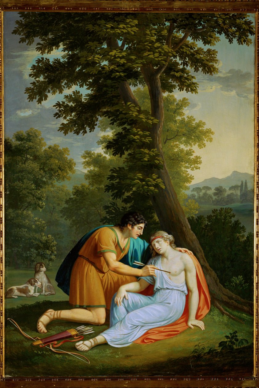 Procris och Cephalos (målning på duk) av Andreas Nesselthaler