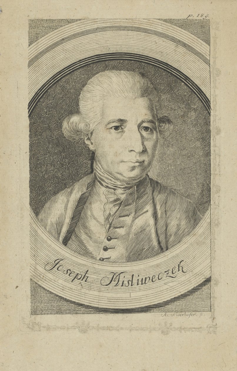 Porträtt av kompositören Josef Myslivecek 1737-1781, nr 1780. av Andreas Niederhofer