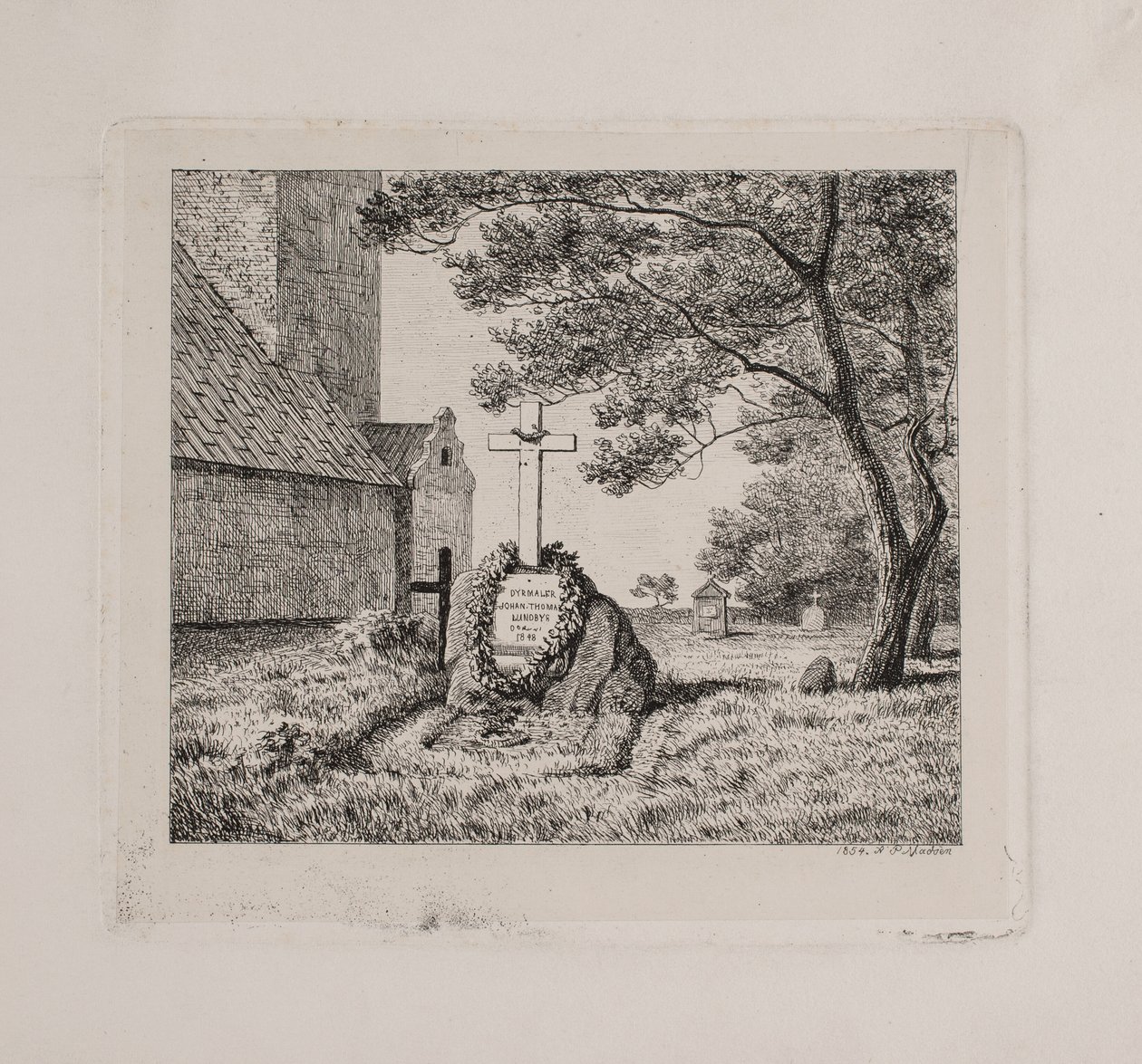 Lundbyes grav på Bedsted kyrkogård på Södra Jylland av Andreas Peter Madsen